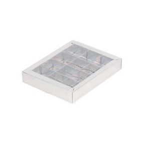 Коробка для 16 конфет с крышкой 19*19*3, серебро - фото - 1