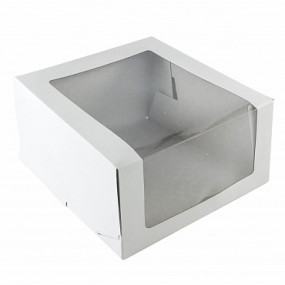 Коробка для торта 18*18*10 с окном, белая - фото - 1