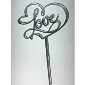 Топпер "Love 1" серебро - фото - 1