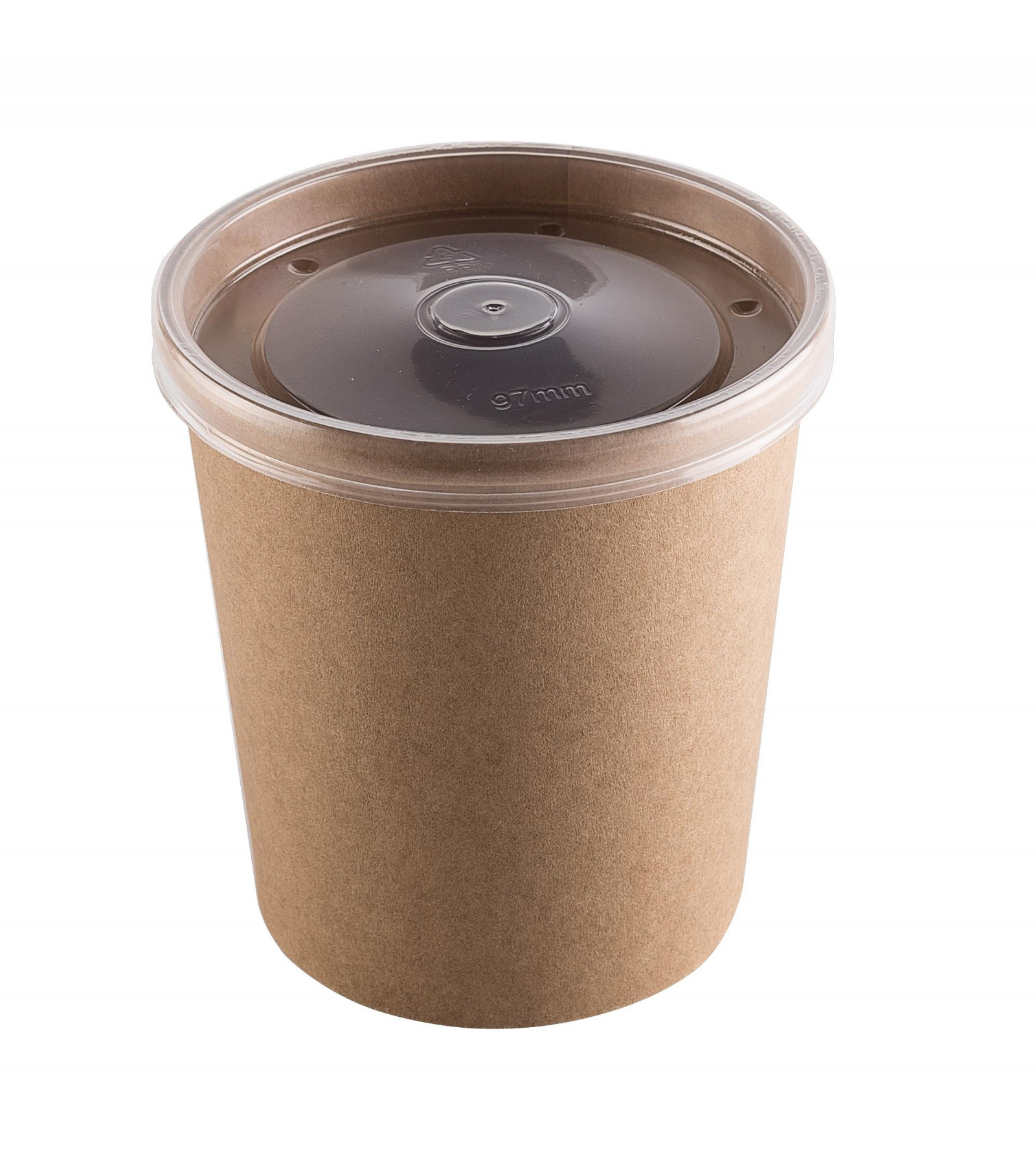 Стакан картонный 400 мл крафт с прозрачной крышкой - фото - 1