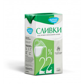 Сливки ультрапастеризованные ТМ Чудское Озеро 22% (1л*12) - фото - 1