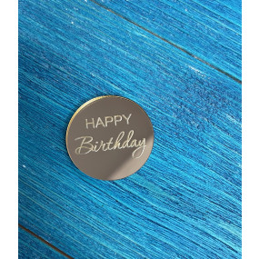 Набор топперов "Бирка Happy Birthday" золото 3,5 см 5 штук - фото - 1
