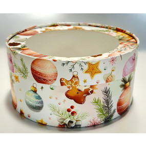 Коробка для зефира круглая с окном 16*7, елочные игрушки - фото - 1