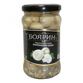 Шампиньоны целые маринованные с/б Бояринъ 580 мл - фото - 1
