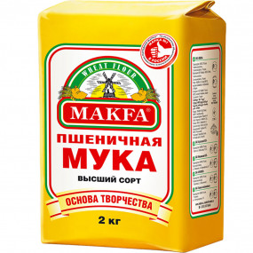 Мука пшеничная в/с бум.пакет Макфа 2 кг - фото - 1