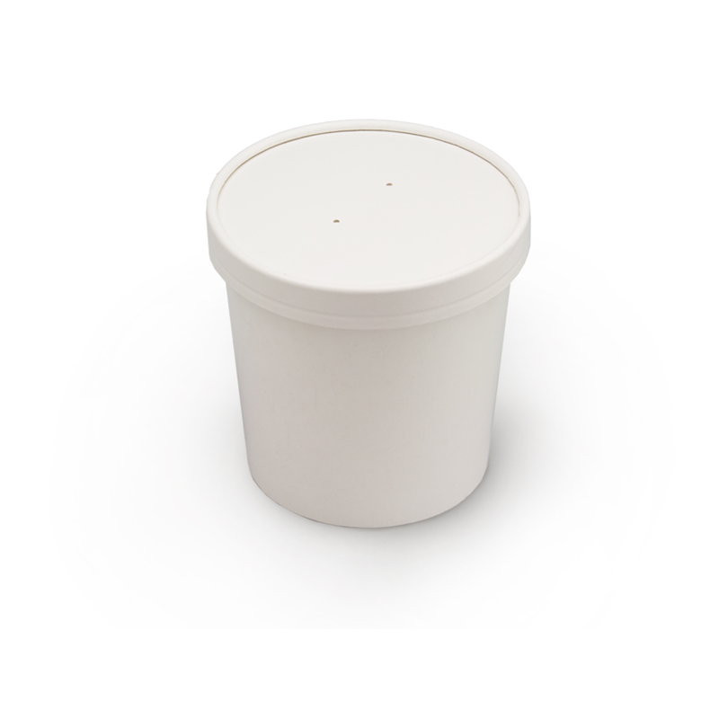 Стакан картонный 300 мл белый с белой крышкой - фото - 1