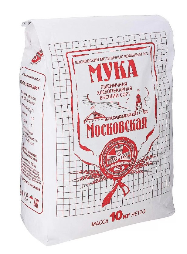 Мука хлебопекарная в/с Московская 10 кг - фото - 1